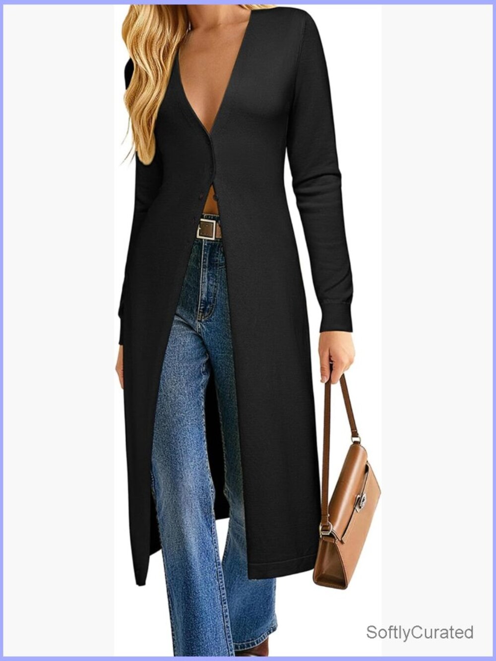 Long Duster Cardigan Lightweight Knit Button Up Sweater Maxi
